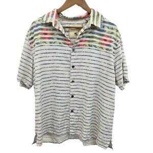 Island Republic Vintage Collection 100% Silk Hawaiian Shirt Size XL Ivory Button